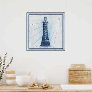 Affiche Phare Nautique vintage
