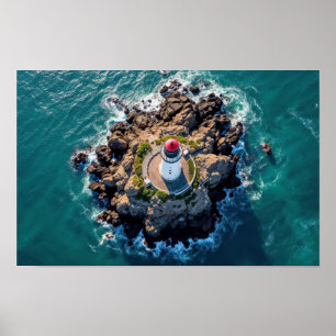 Affiche Phare Océan Mer Nature Marin Littoral Vague