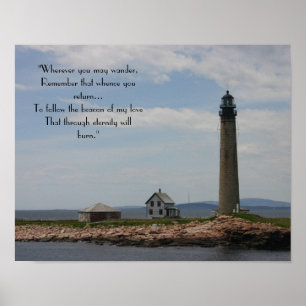 Affiche phare romantique de Nouvelle-Angleterre