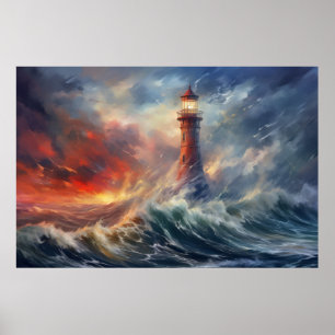 Affiche Phare Seacoast Serene Paysage