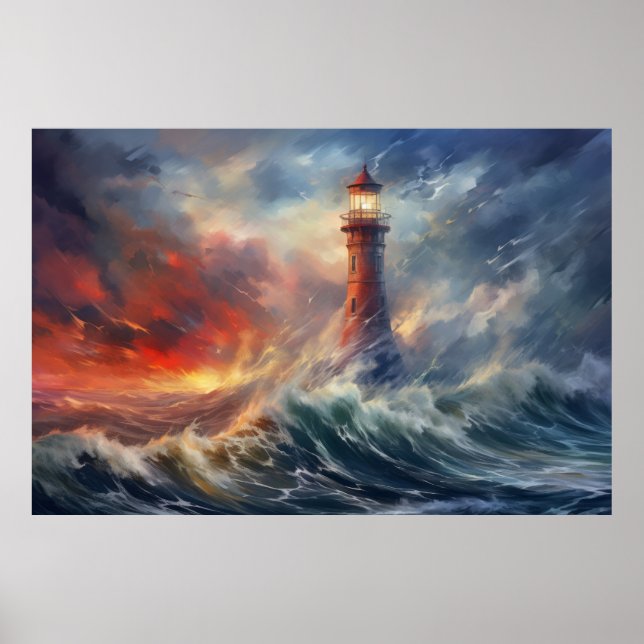 Affiche Phare Seacoast Serene Paysage (Devant)