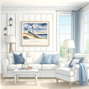 Affiche Phare sur les dunes - Serene Nautical