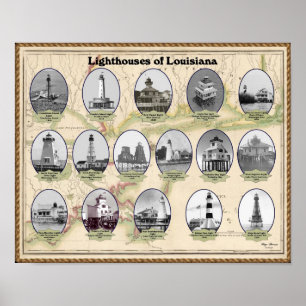 Affiche Phares d'affiche de la Louisiane