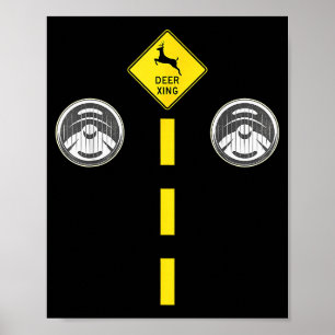 Affiche Phares de cerf avec marquages routiers Costume de