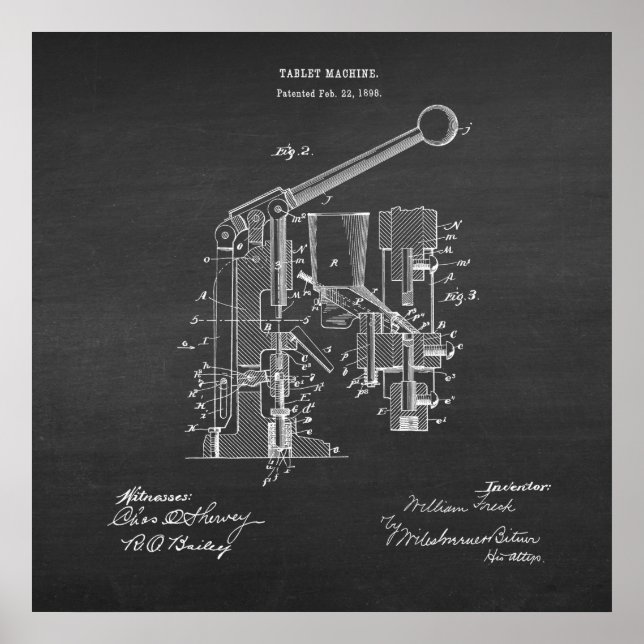 Affiche Pharmacie Imprimer no 5 Tablet Machine Brevet (Devant)