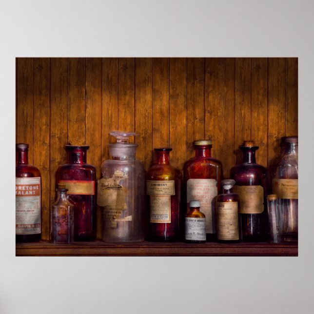 Affiche Pharmacie - Liniment, Pastilles et Antiseptique (Devant)