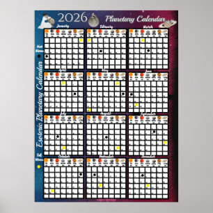 Affiche Phase lunaire astrologique annuelle 2026