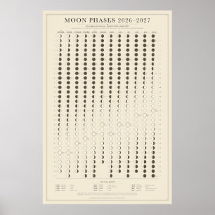 Affiche Phases de la Lune 2026-2027 Calendrier Scolaire Po