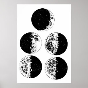 Affiche Phases de la lune Astronomie Space Art illustratio