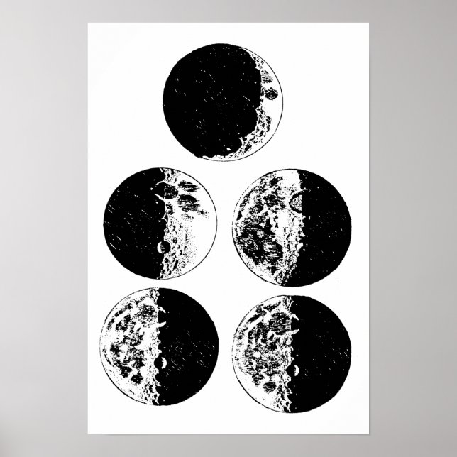 Affiche Phases de la lune Astronomie Space Art illustratio (Devant)