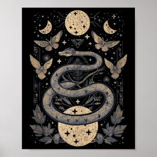 Affiche Phases de la lune de serpent céleste Wiccan Paga s