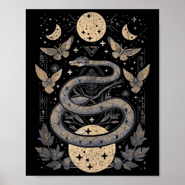 Affiche Phases de la lune de serpent céleste Wiccan Paga s (Devant)