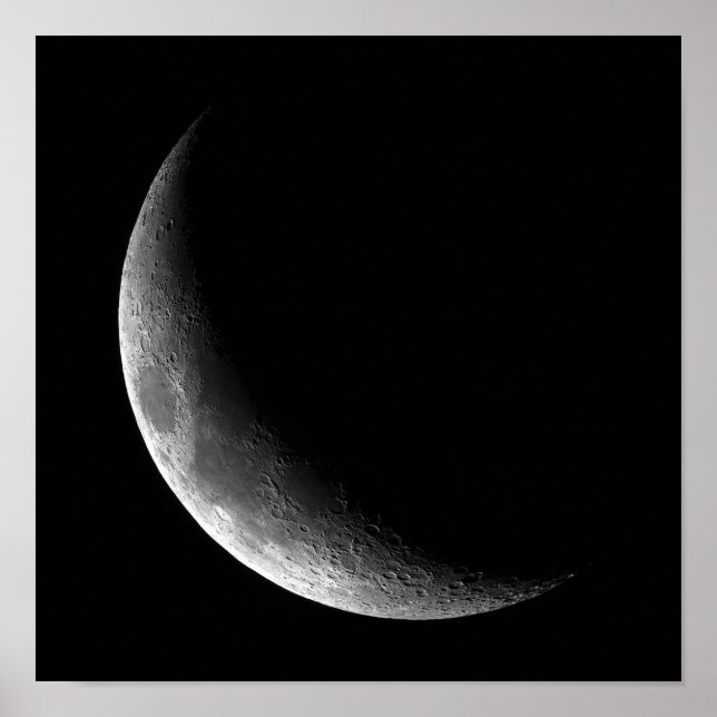AFFICHE PHASES DE LA LUNE, LUNE CRÉCENTE. PHOTO 5 DE 5. (Devant)