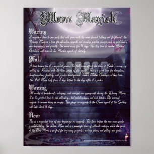 Affiche Phases de la lune Magick Wiccan Livre d'ombres