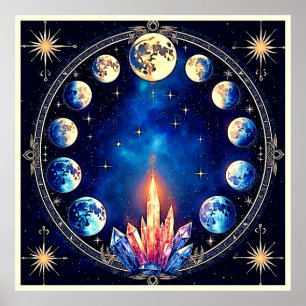 Affiche Phases de Lune Cristal Cosmos