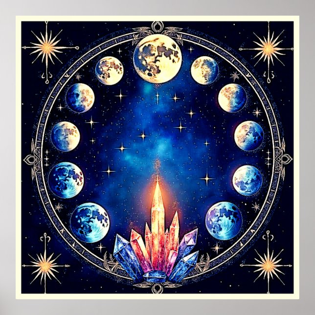 Affiche Phases de Lune Cristal Cosmos (Devant)