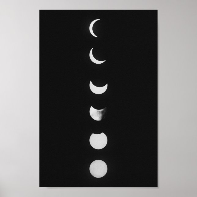 Affiche Phases de lune et Eclipse en noir et blanc photo (Devant)