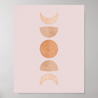 Phases de lune rose Art mural| Blush & Gold