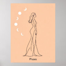 Phases - Feminine Moon Cycle Line Art
