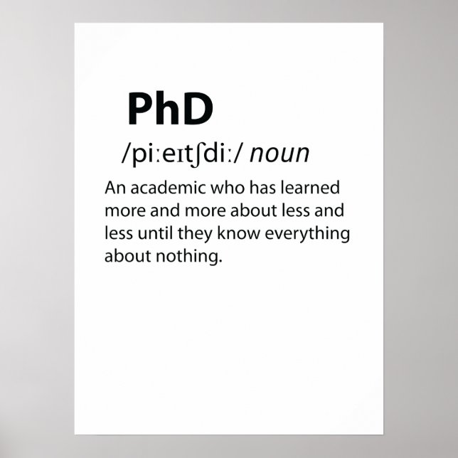 Affiche PhD Drôle Dictionnaire Définition (Devant)