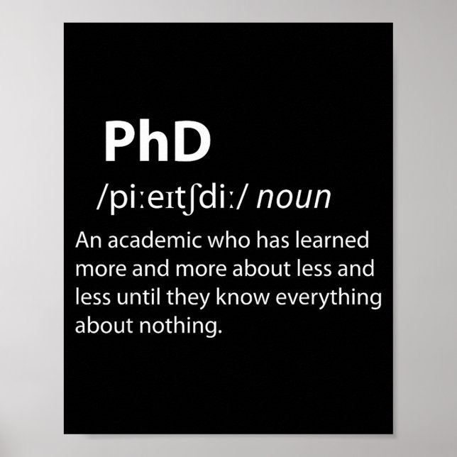 Affiche Phd funny dictionary definition doctorate student (Devant)