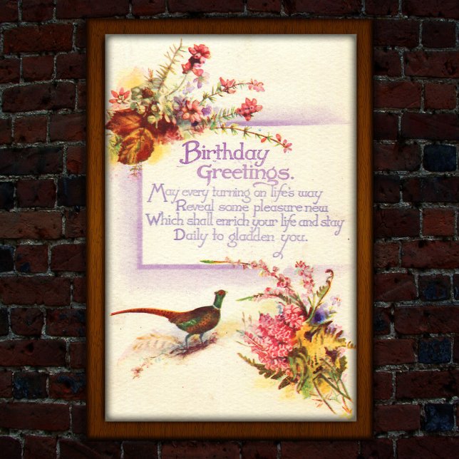 Affiche Pheasant vintage 1917 Heather Birthday (Créateur téléchargé)