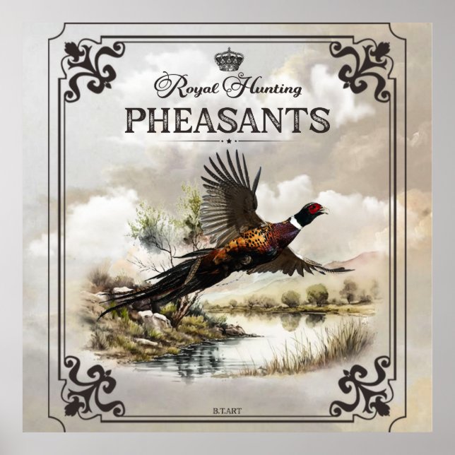 Affiche Phéasants, Chasse royale (Devant)