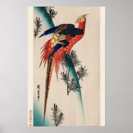 Affiche Pheasé & Petit Pin par Utagawa Hiroshige