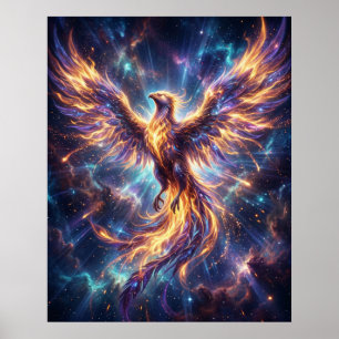 Affiche Phénix Cosmique Flamme Ascendante