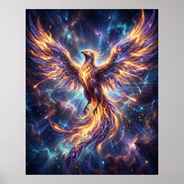 Affiche Phénix Cosmique Flamme Ascendante (Devant)
