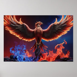 Affiche Phénix de feu : Renaissance dans les flammes rouge