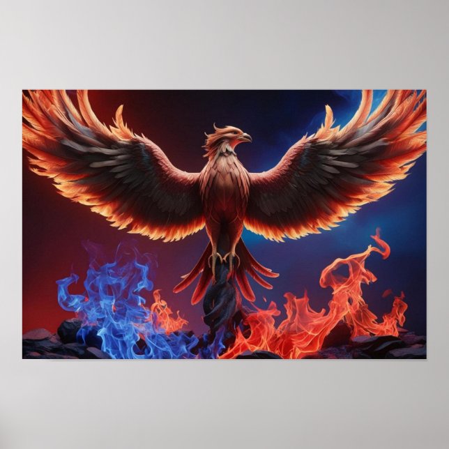 Affiche Phénix de feu : Renaissance dans les flammes rouge (Devant)