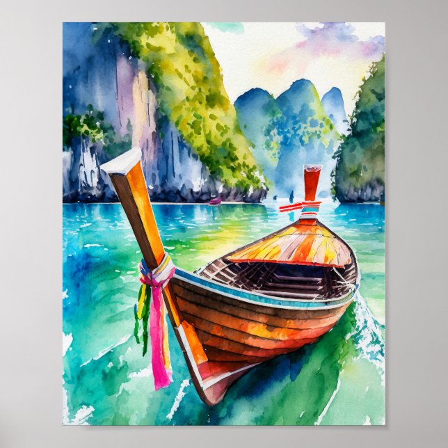 Affiche Phi Phi Island Krabi Thaïlande Aquarelle (Devant)