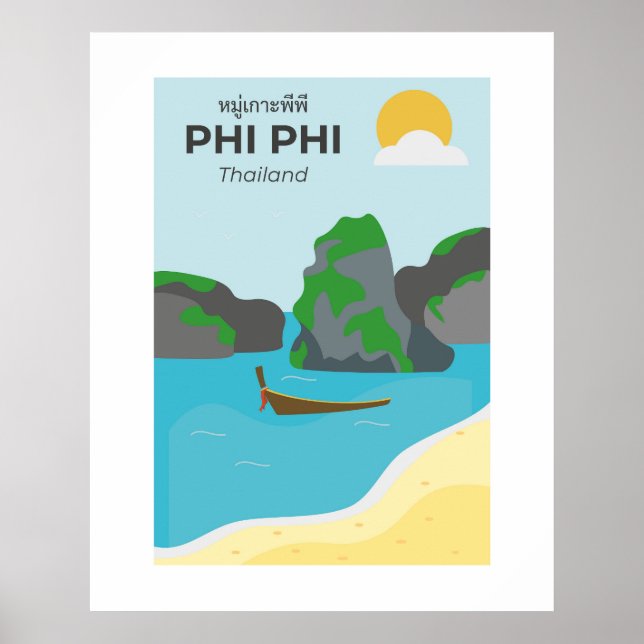 Affiche Phi Phi Island Thaïlande Travel Art (Devant)