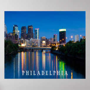 Affiche Philadelphia City Skyline à l'affiche de nuit