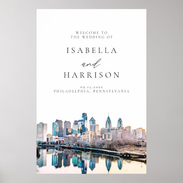 Affiche PHILADELPHIA Skyline Destination Mariage Bienvenue (Devant)