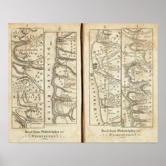 Affiche Philadelphia to Washington Road Map 3 (Devant)