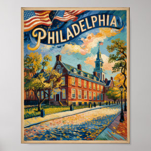 Affiche Philadelphie Indépendance Hall Van Gogh Peinture