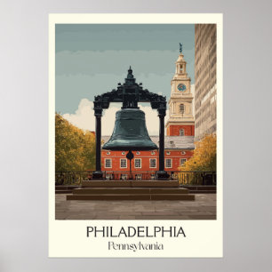 Affiche Philadelphie PA Liberté Vintage Bell Histoire Art