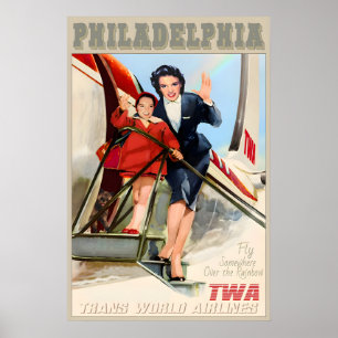 Affiche Philadelphie Pennsylvanie TWA Trans World Airlines