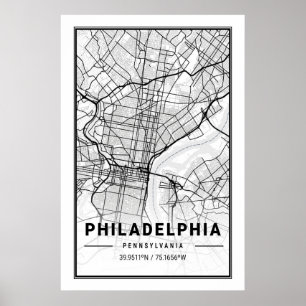 Affiche Philadelphie Pennsylvanie USA Travel City Map