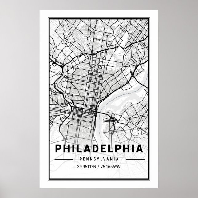 Affiche Philadelphie Pennsylvanie USA Travel City Map (Devant)