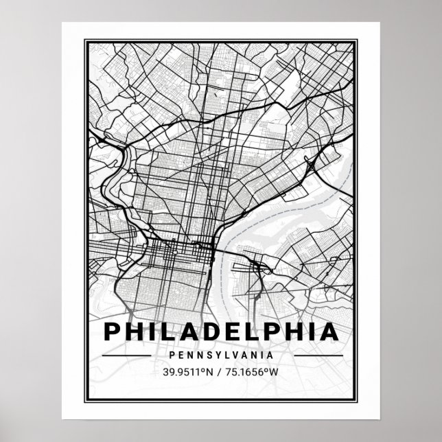 Affiche Philadelphie Pennsylvanie USA Travel City Map (Devant)