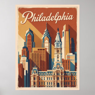 Affiche Philadelphie Pennsylvanie Voyage Rétro