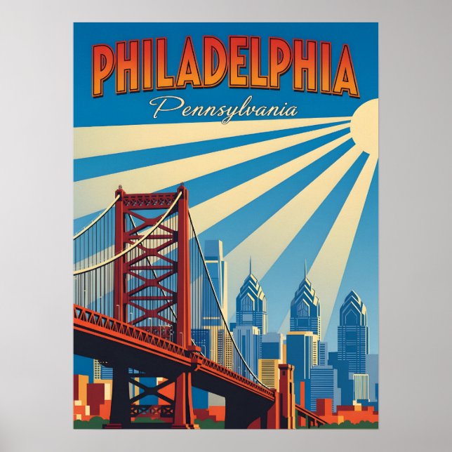 Affiche Philadelphie vintage Pennsylvanie (Devant)