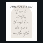 Affiche Philippians 4:13 Minimum Boho Beige Arch Script<br><div class="desc">J can do all this through him who gives me strength. -Philippians 4:13 Minimum Boho Beige Arch Script</div>