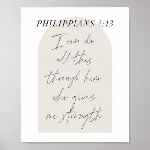 Affiche Philippians 4:13 Minimum Boho Beige Arch Script