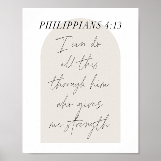 Affiche Philippians 4:13 Minimum Boho Beige Arch Script (Devant)