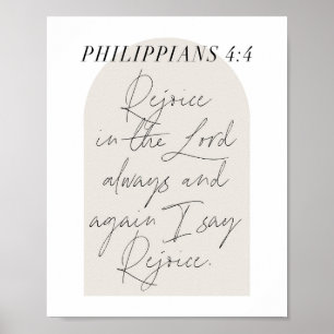 Affiche Philippians 4:4 Minimal Boho Beige Arch Script