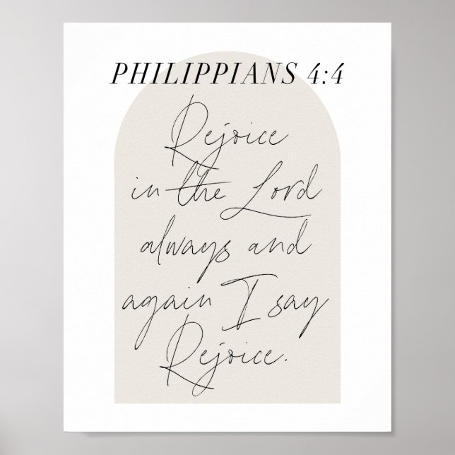 Affiche Philippians 4:4 Minimal Boho Beige Arch Script (Devant)